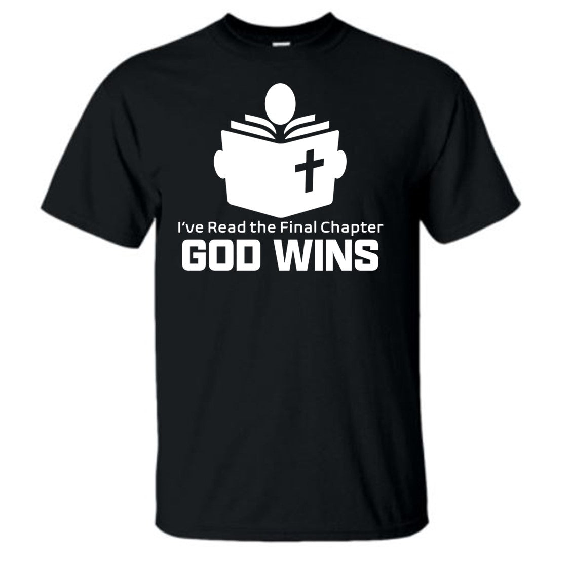 I've Read the Final Chapter God Wins w/ Person Black Short Sleeve T-Shirt 2X