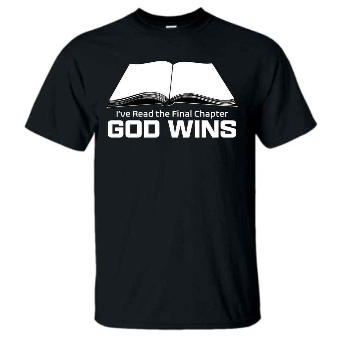 I've Read the Final Chapter God Wins w/ Bible Black Short Sleeve T-Shirt XL