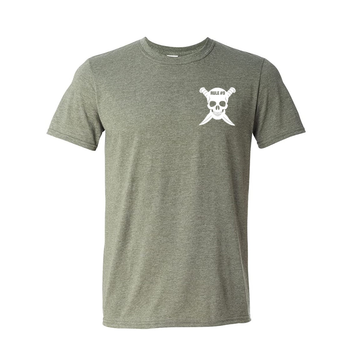 Rule #9: Always Carry a Knife Skull Heather Green Short Sleever T-Shirt XL