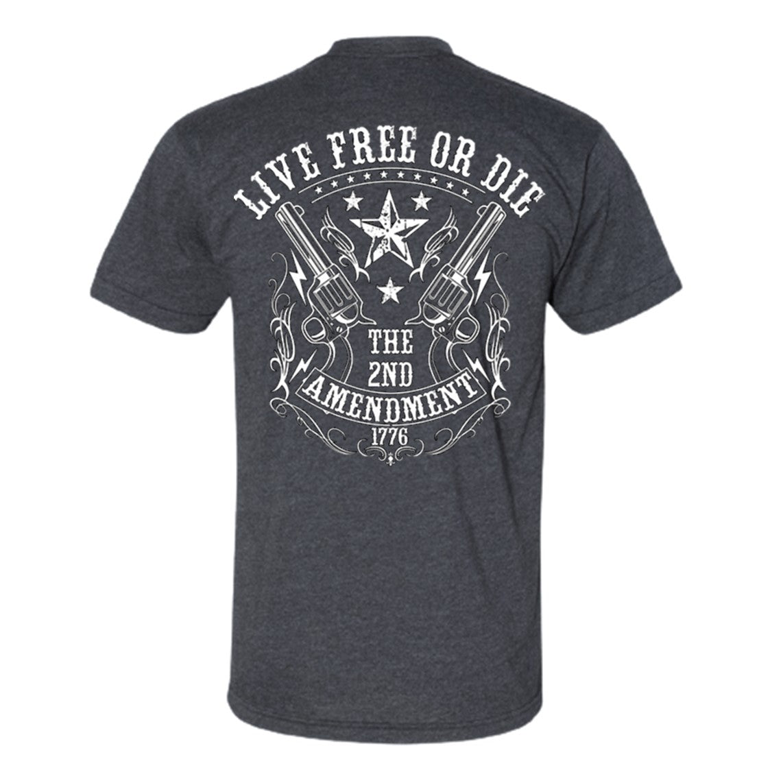 American Liberty 1776 2nd Amendment Double Sided Dark Heather Gray Short Sleeve T-Shirt XL