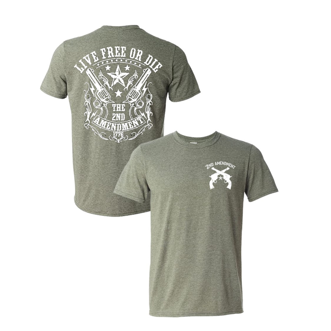 American Liberty 1776 2nd Amendment Double Sided Heather Green Short Sleeve T-Shirt 2X