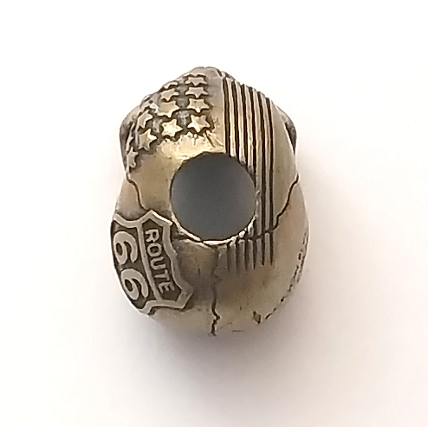Coeburn Tool Brass USA American Flag Route 66 Skull Lanyard Bead Top