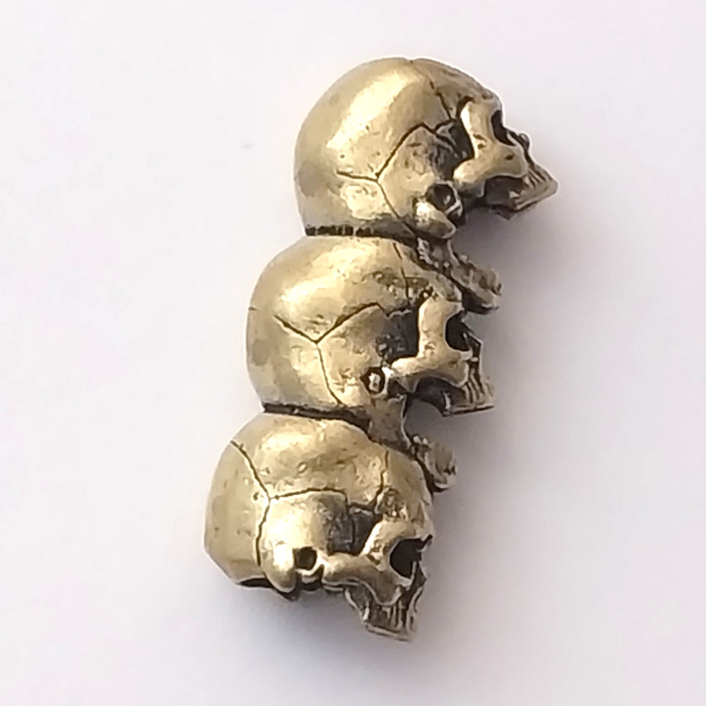 Coeburn Tool Brass 3-Tier Skulls Lanyard Bead Side