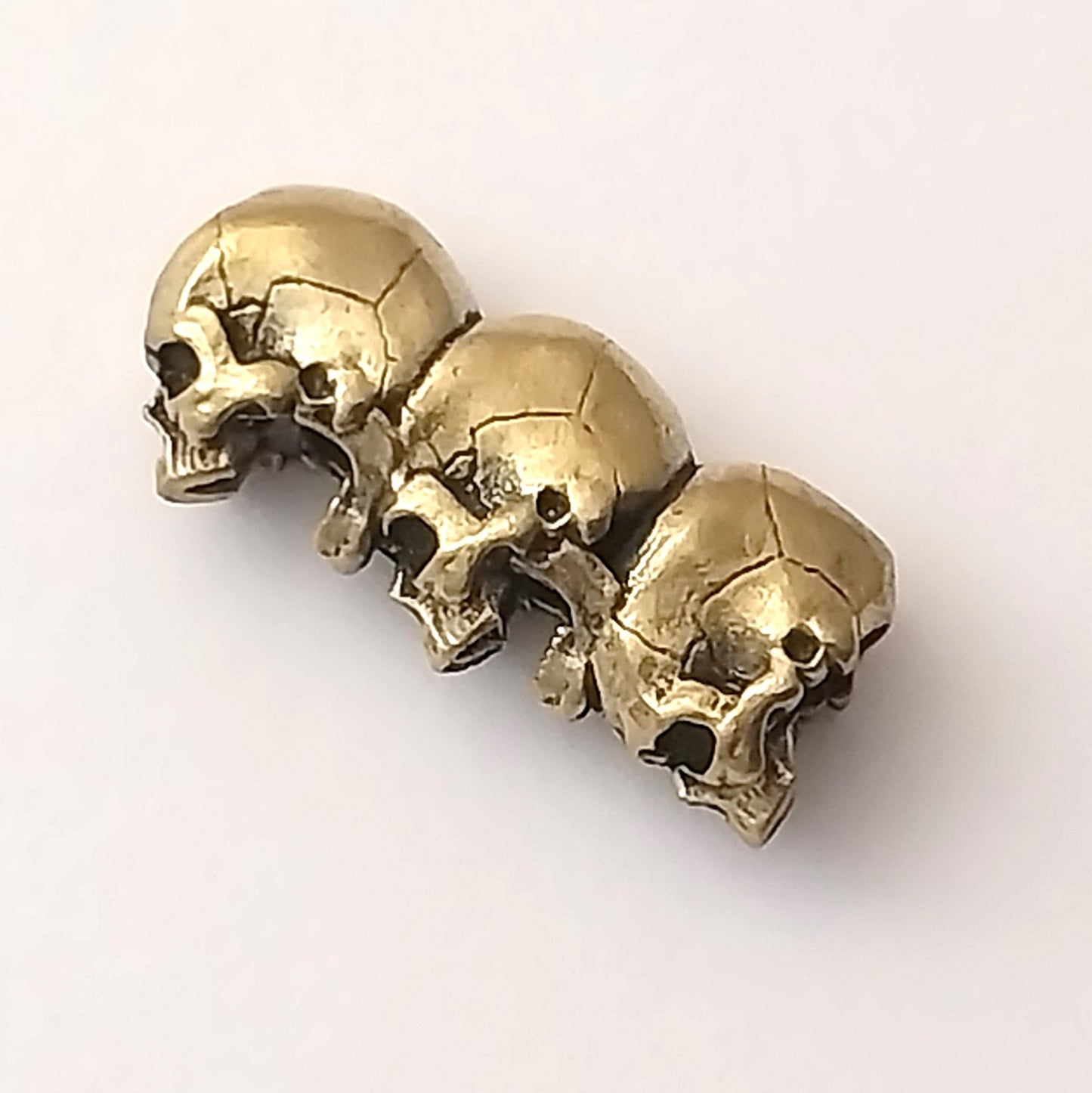 Coeburn Tool Brass 3-Tier Skulls Lanyard Bead Side
