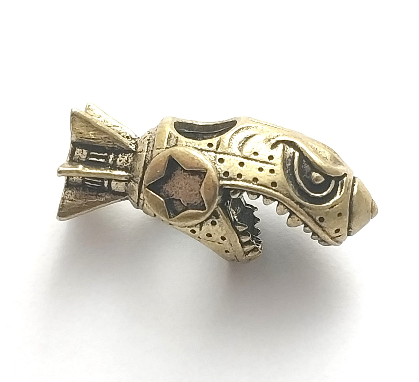 Coeburn Tool Brass Shark Bomb Missile Lanyard Bead