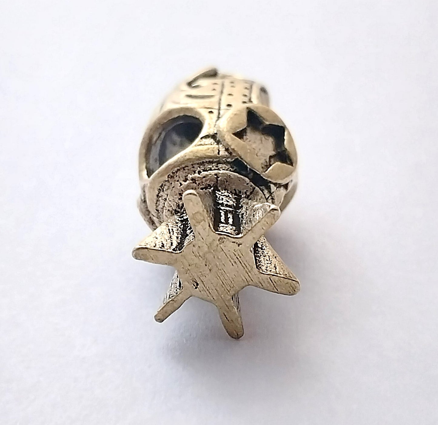 Coeburn Tool Brass Shark Bomb Missile Lanyard Bead Back