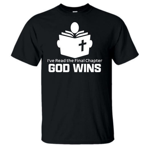 I've Read the Final Chapter God Wins w/ Person Black Short Sleeve  T-Shirt 2X