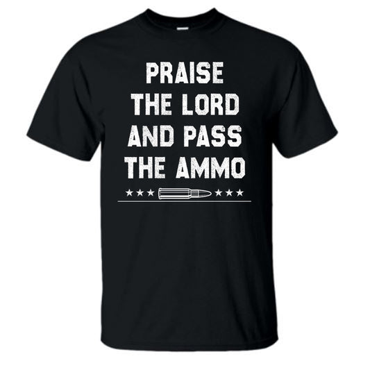 Praise the Lord And Pass the Ammo Black Short Sleeve  T-Shirt 2X