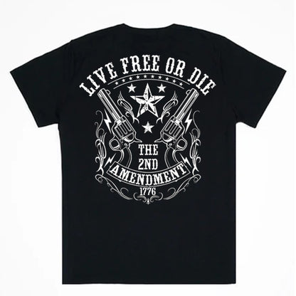 American Liberty 1776 2nd Amendment Double Sided Black Short Sleeve  T-Shirt 2X