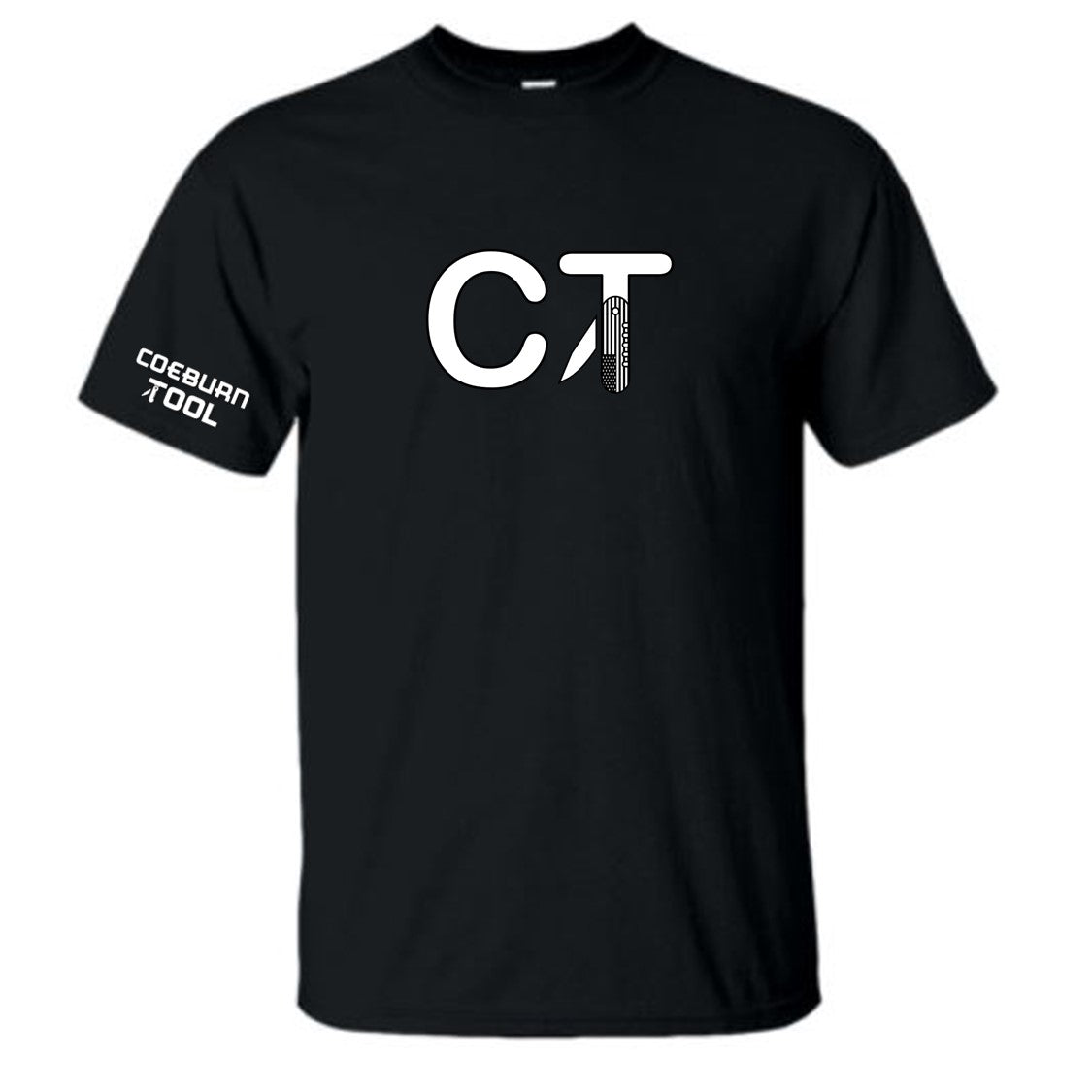 Coeburn Tool Big Lettermark Logo Black Short Sleeve T-Shirt w/ coeburn tool sleeve