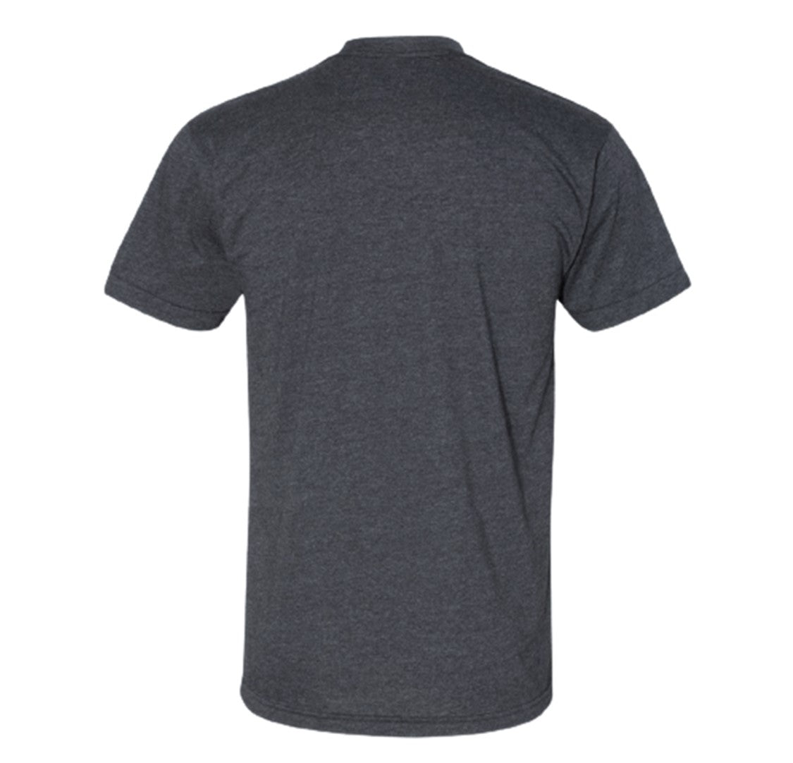 Back of Coeburn Tool SM Lettermark Logo Dark Heather Gray Short Sleeve T-Shirt w/ coeburn tool sleeve