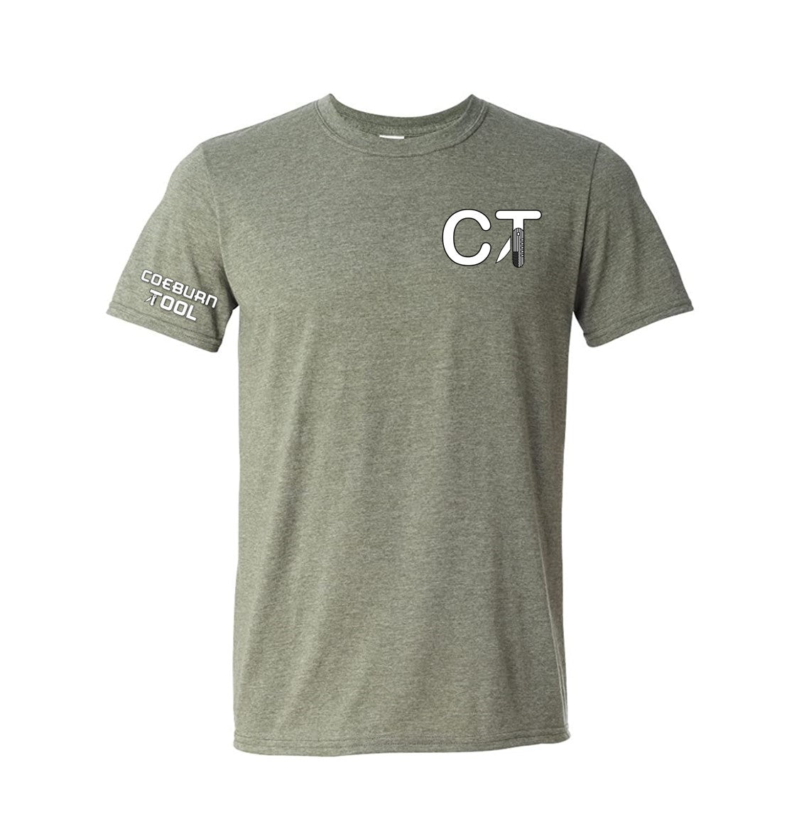 Coeburn Tool SM Lettermark Logo Heather Green Short Sleeve T-Shirt w/ coeburn tool sleeve