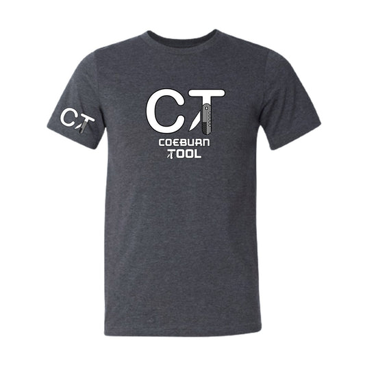 Coeburn Tool Full Logo Dark Heather Gray Short Sleeve T-Shirt w/ sm CT logo sleeve