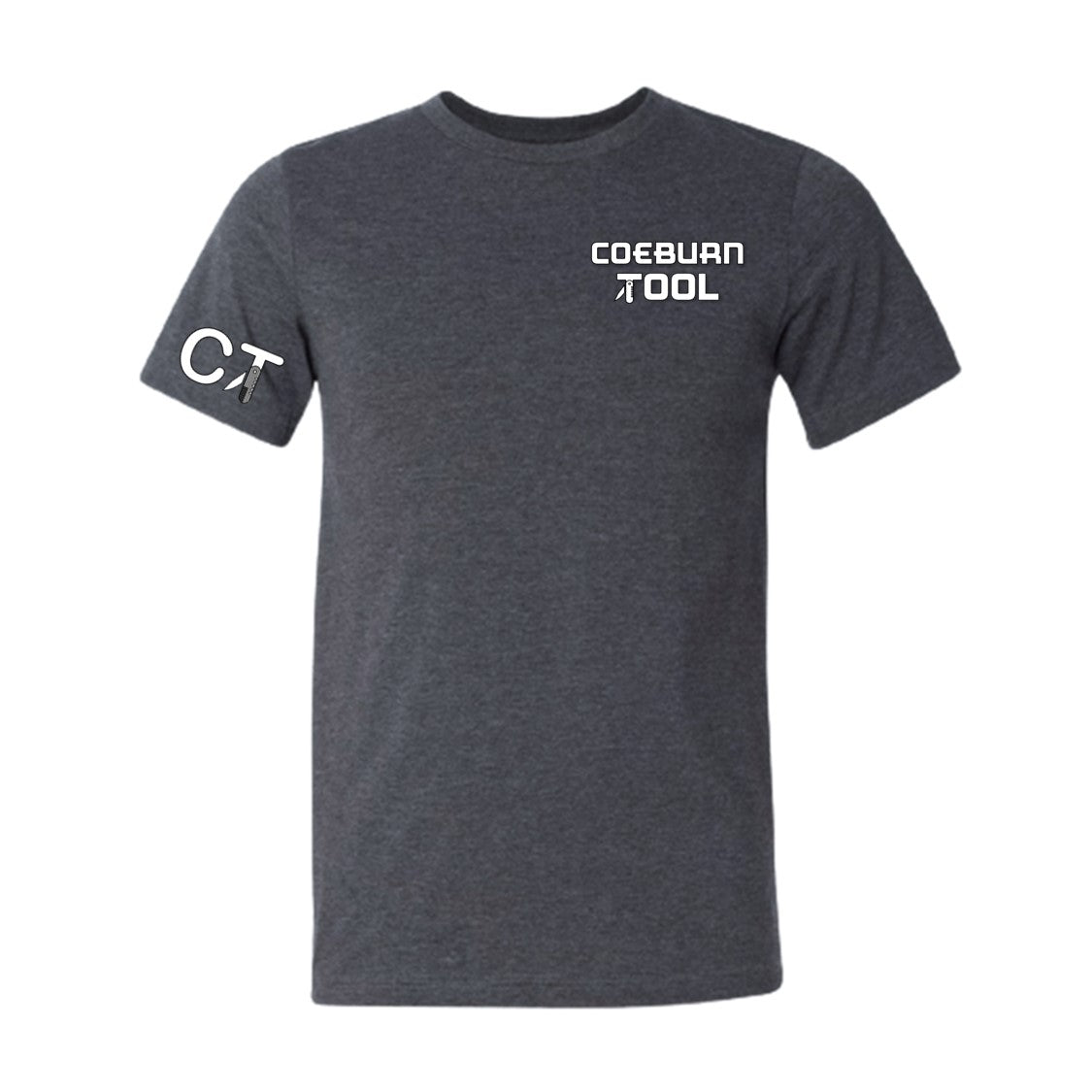 Coeburn Tool SM Word Logo Dark Heather Gray Short Sleeve T-Shirt w/ sm CT logo sleeve