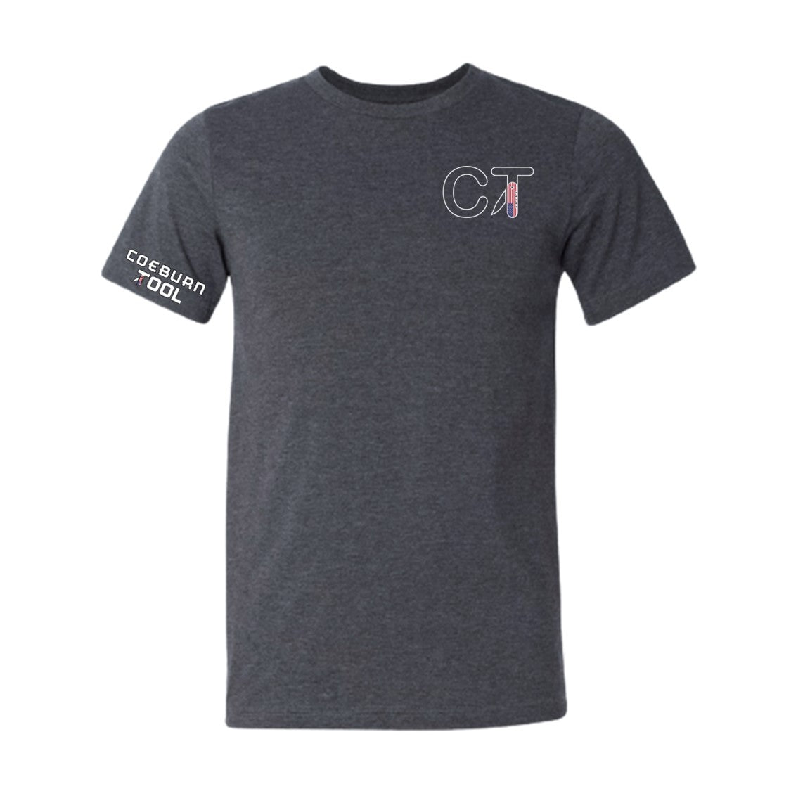 Coeburn Tool American Flag SM Outline Logo Dark Heather Gray Short Sleeve T-Shirt w/ solid coeburn sleeve