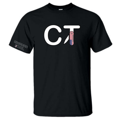 Coeburn Tool CT American Flag LG Logo Black Short Sleeve T-Shirt w/ outline coeburn sleeve