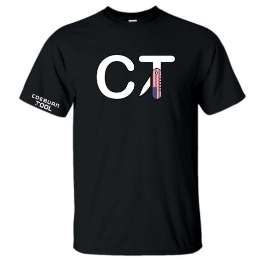 Coeburn Tool CT American Flag LG Logo Black Short Sleeve T-Shirt w/ solid coeburn sleeve