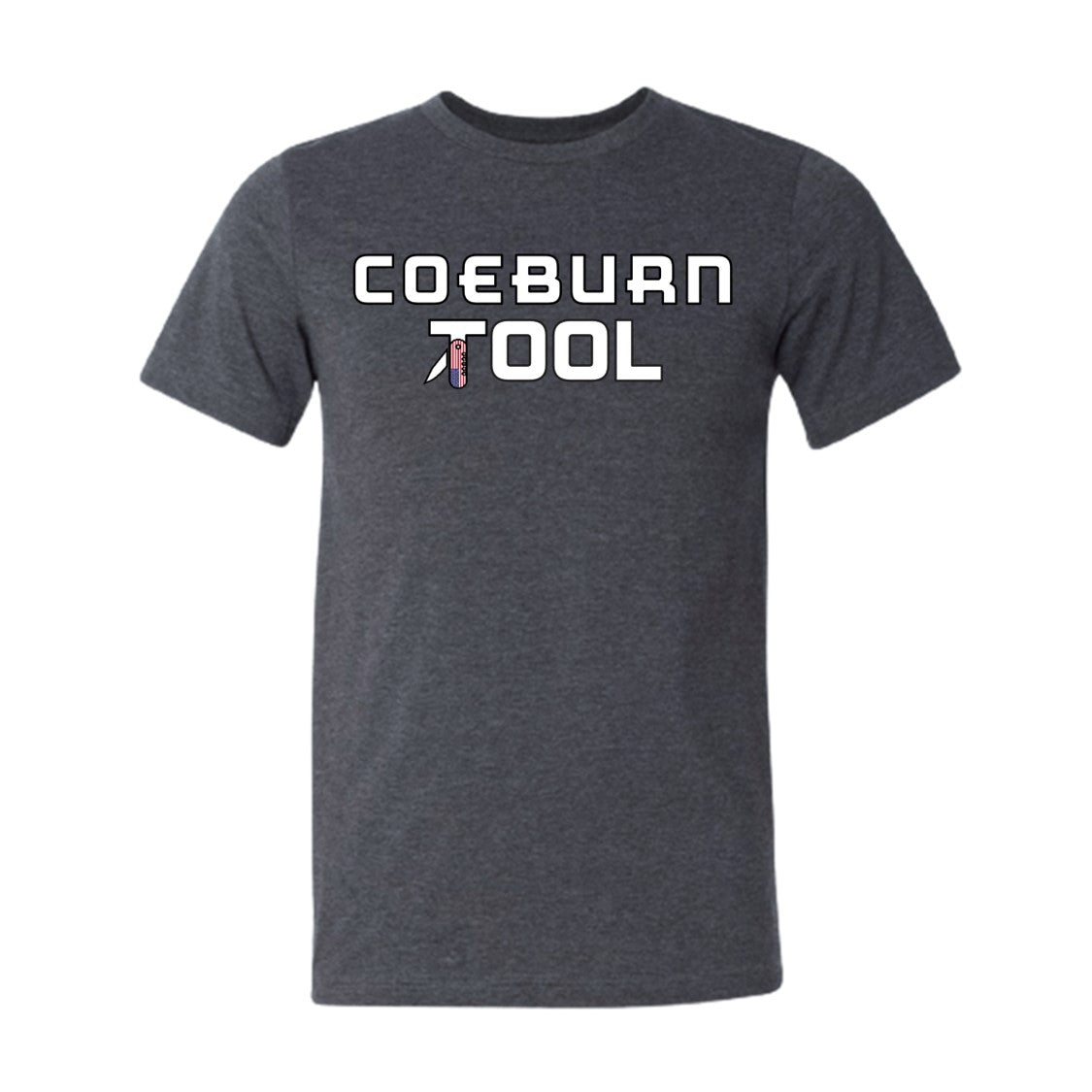 Coeburn Tool American Flag Word Logo Dark Heather Gray Short Sleeve T-Shirt