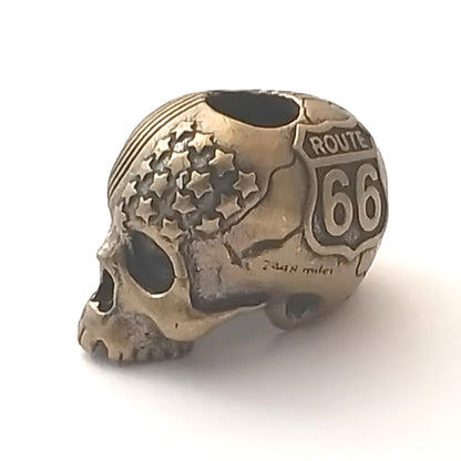 Coeburn Tool Brass USA American Flag Route 66 Skull Lanyard Bead Side