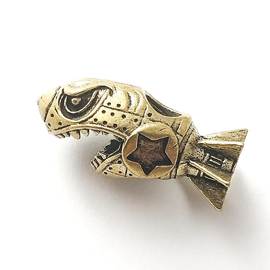 Coeburn Tool Brass Shark Bomb Missile Lanyard Bead