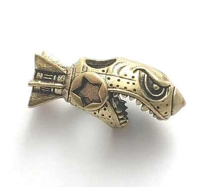 Coeburn Tool Brass Shark Bomb Missile Lanyard Bead