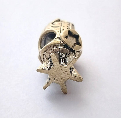 Coeburn Tool Brass Shark Bomb Missile Lanyard Bead Back