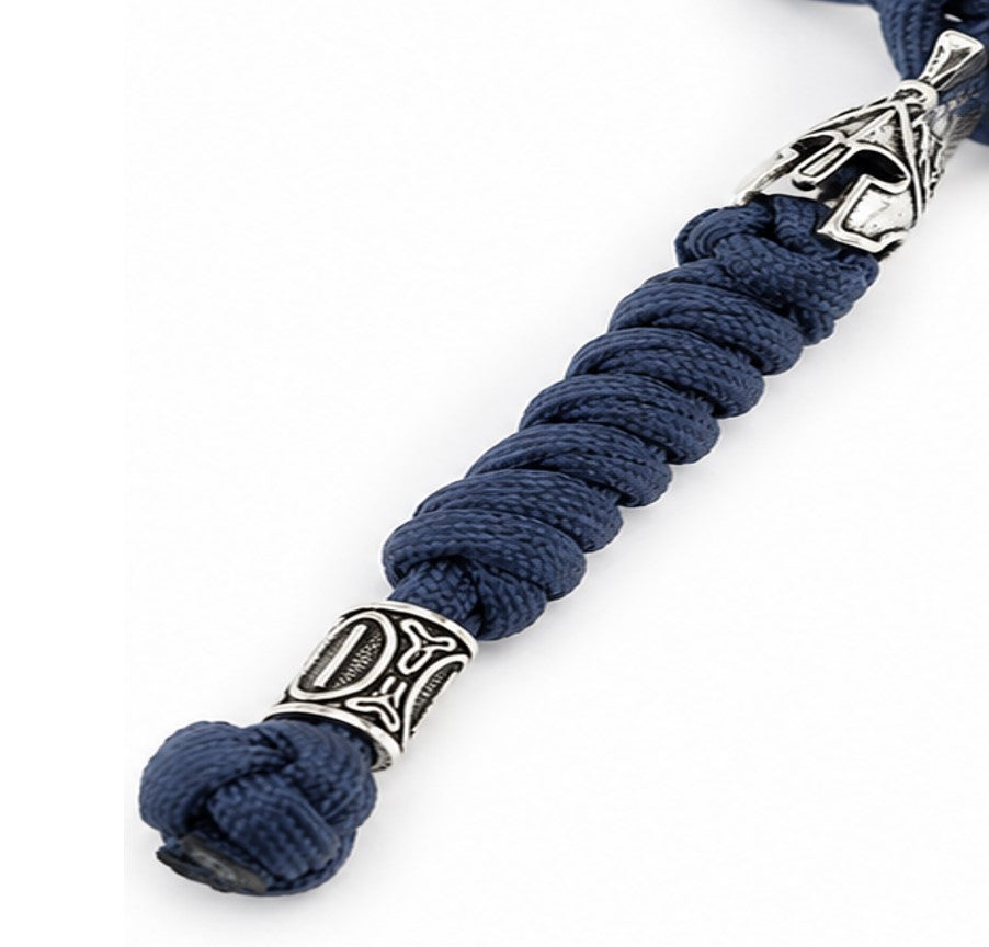 Coeburn Tool Spartan Paracord Knife Lanyard with Spartan Helmet Bead Blue