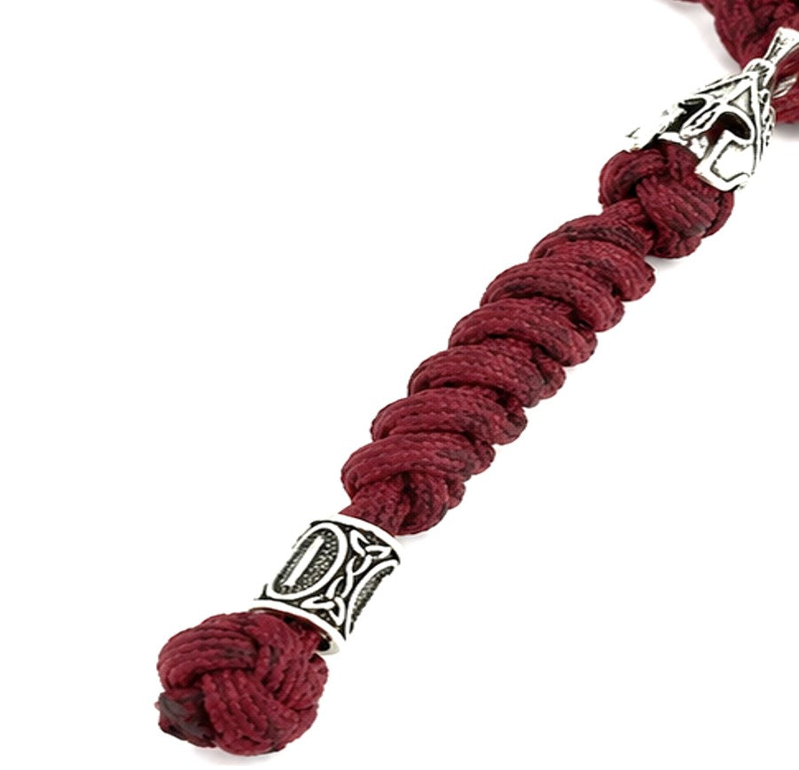 Coeburn Tool Spartan Paracord Knife Lanyard with Spartan Helmet Bead Burgundy