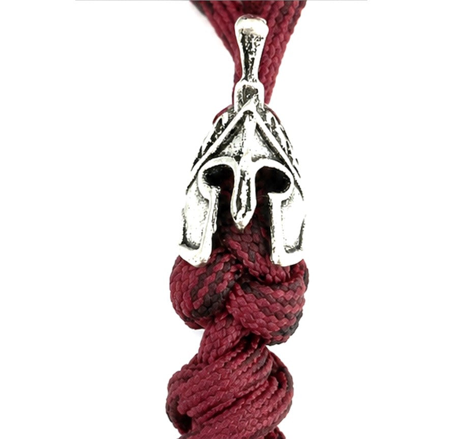 Coeburn Tool Spartan Paracord Knife Lanyard with Spartan Helmet Bead Burgundy Zoom Front
