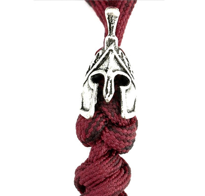 Coeburn Tool Spartan Paracord Knife Lanyard with Spartan Helmet Bead Burgundy Zoom Front