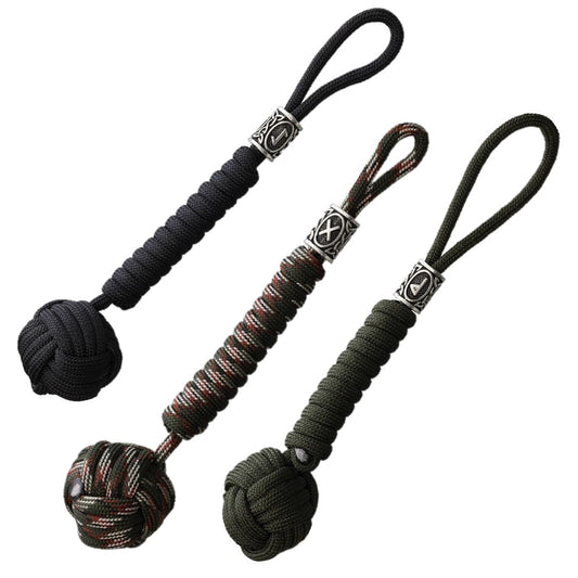 Coeburn Tool Paracord Monkey Fist Keyfobs with Viking Patterned Bead